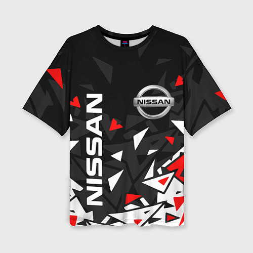 Женская футболка оверсайз NISSAN НИССАН ОСКОЛКИ / 3D-принт – фото 1