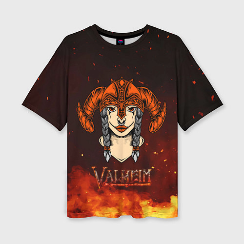 Женская футболка оверсайз Valheim девушка воин / 3D-принт – фото 1