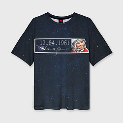 Женская футболка оверсайз Гагарин автограф