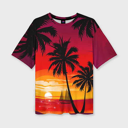 Женская футболка оверсайз Гавайский закат / 3D-принт – фото 1