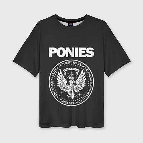 Женская футболка оверсайз Pony x Ramones / 3D-принт – фото 1