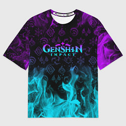 Футболка оверсайз женская GENSHIN IMPACT НЕОНОВЫЙ ОГОНЬ, цвет: 3D-принт