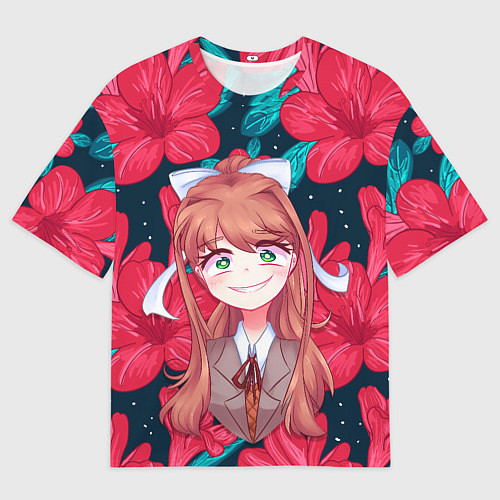 Женская футболка оверсайз Моника в цветах / 3D-принт – фото 1