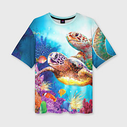 Женская футболка оверсайз Морские черепахи