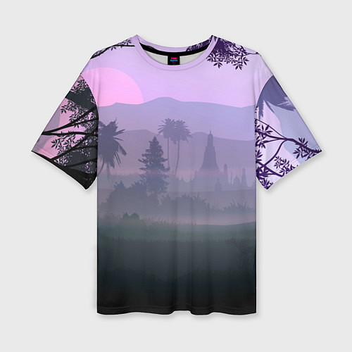 Женская футболка оверсайз Forest at sunset / 3D-принт – фото 1