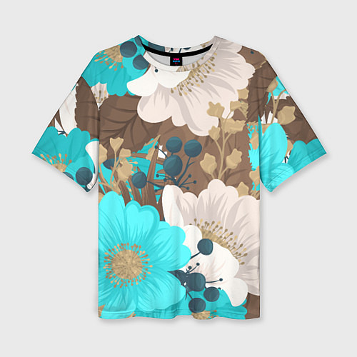 Женская футболка оверсайз Красивые цвеТы / 3D-принт – фото 1
