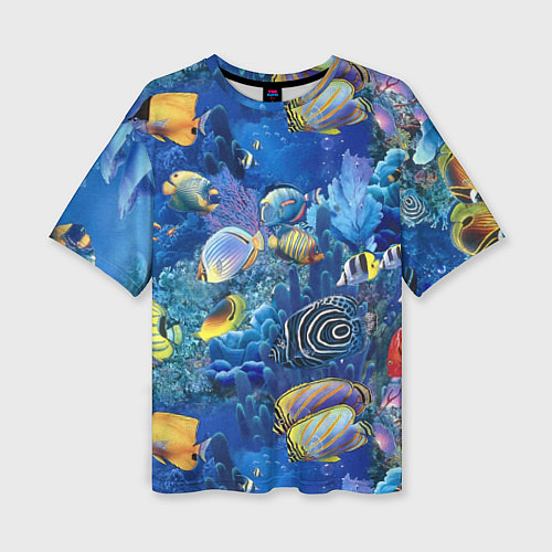 Женская футболка оверсайз Коралловые рыбки / 3D-принт – фото 1