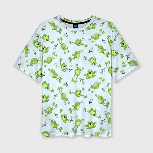 Женская футболка оверсайз Веселые лягушки / 3D-принт – фото 1