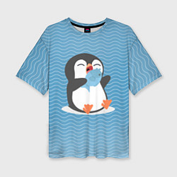 Женская футболка оверсайз Пингвин