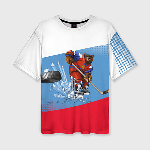 Женская футболка оверсайз Русский хоккей / 3D-принт – фото 1