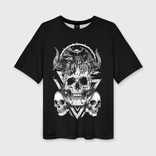 Женская футболка оверсайз Черепа и Вороны Skulls Raven / 3D-принт – фото 1