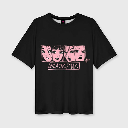 Женская футболка оверсайз Black Pink Art / 3D-принт – фото 1