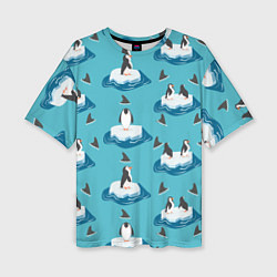 Женская футболка оверсайз Пингвины