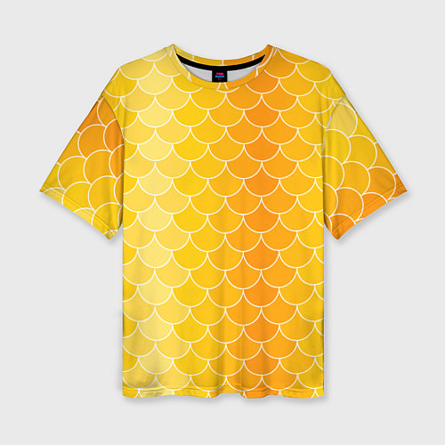 Женская футболка оверсайз Желтая чешуя / 3D-принт – фото 1