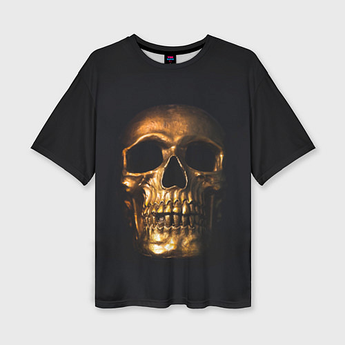 Женская футболка оверсайз Golden Skull / 3D-принт – фото 1