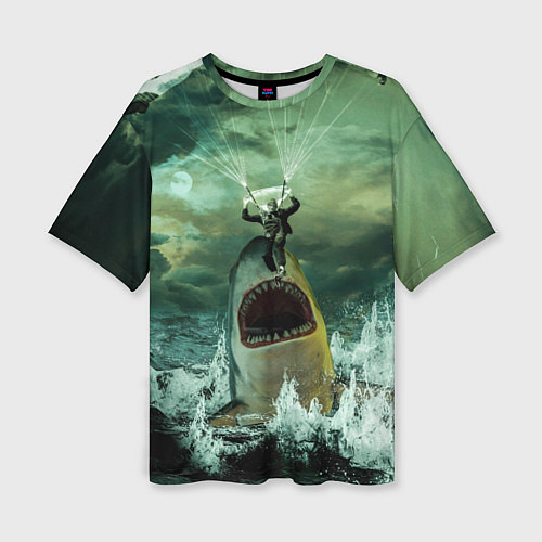 Женская футболка оверсайз Shark Attack Акула атакует / 3D-принт – фото 1