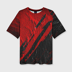 Женская футболка оверсайз Красное чёрное 3D