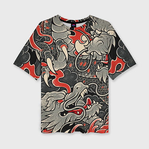 Женская футболка оверсайз Китайский Дракон, China Dragon / 3D-принт – фото 1