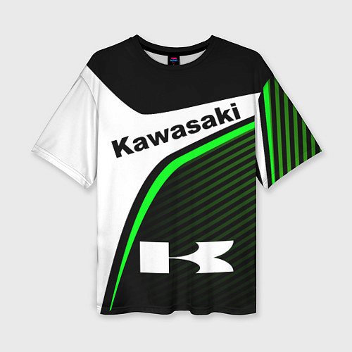 Женская футболка оверсайз KAWASAKI КАВАСАКИ SPORT / 3D-принт – фото 1