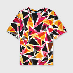 Женская футболка оверсайз Разноцветные треугольники
