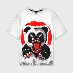 Женская футболка оверсайз Злая Кровавая Панда