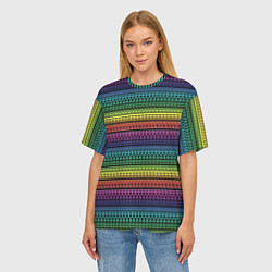 Футболка оверсайз женская Этнический радужный орнамент, цвет: 3D-принт — фото 2