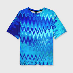 Женская футболка оверсайз Синий-голубой абстрактный узор