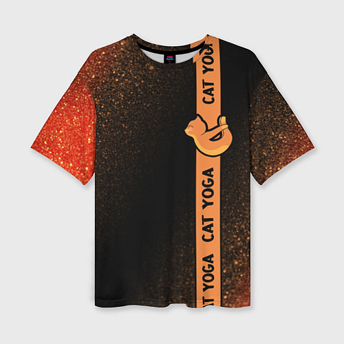 Женская футболка оверсайз Йога Кошка - Шум Лента / 3D-принт – фото 1
