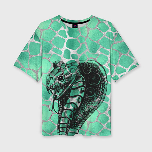 Женская футболка оверсайз Кобра Змеиный стиль / 3D-принт – фото 1