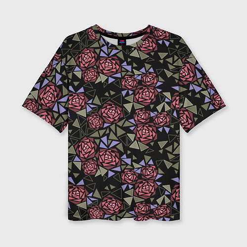 Женская футболка оверсайз Цветочная мозаика / 3D-принт – фото 1