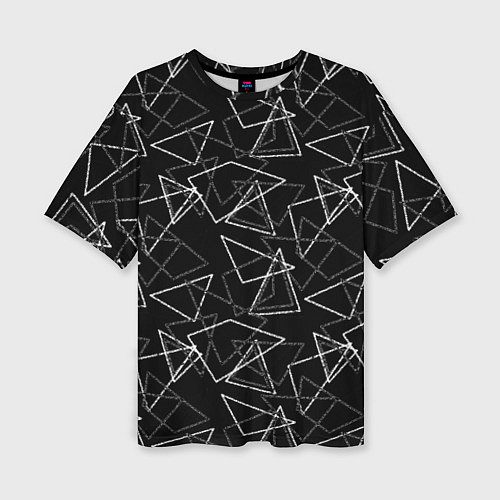 Женская футболка оверсайз Черно-белый геометрический / 3D-принт – фото 1