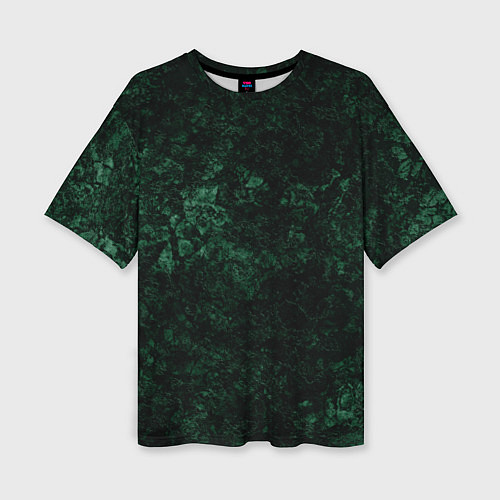 Женская футболка оверсайз Темно-зеленый мраморный узор / 3D-принт – фото 1
