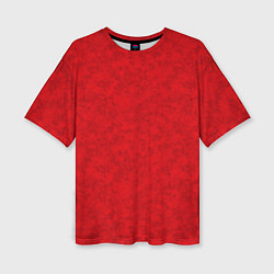 Женская футболка оверсайз Ярко-красный мраморный узор