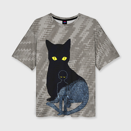 Женская футболка оверсайз Cat psycho 100 Моб Психо 100 Z / 3D-принт – фото 1