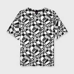 Женская футболка оверсайз Черно-белый абстрактный узор