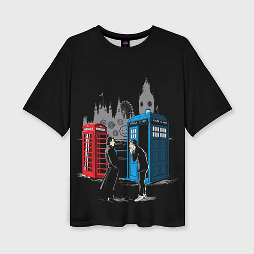 Женская футболка оверсайз Шерлок х Доктор / 3D-принт – фото 1