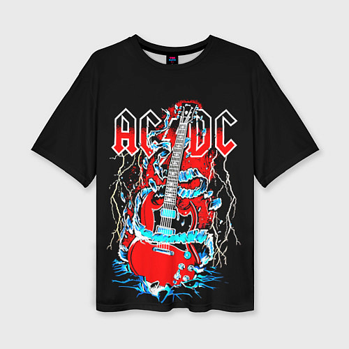 Женская футболка оверсайз ACDC гитара / 3D-принт – фото 1