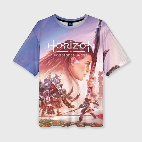 Женская футболка оверсайз Элой Horizon Forbidden West DE / 3D-принт – фото 1