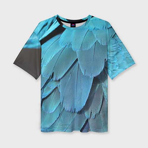 Женская футболка оверсайз Перья попугая / 3D-принт – фото 1