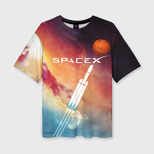 Женская футболка оверсайз Space X / 3D-принт – фото 1
