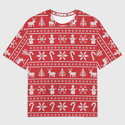Футболка оверсайз женская Новогодний атрибуты, цвет: 3D-принт