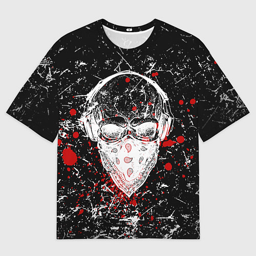 Женская футболка оверсайз Череп хипстер / 3D-принт – фото 1
