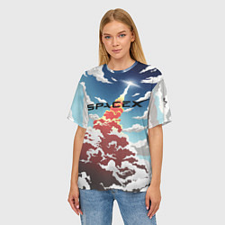 Футболка оверсайз женская Ракета SpaceX, цвет: 3D-принт — фото 2