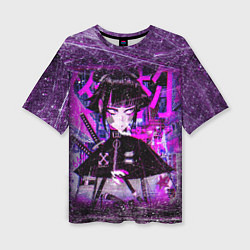Женская футболка оверсайз Cyberpunk Samurai Anime