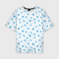 Женская футболка оверсайз Снежинки снежные узоры