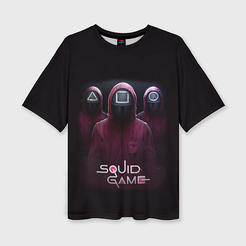 Женская футболка оверсайз SQUID GAME ИГРА В КАЛЬМАРА СОТРУДНИКИ / 3D-принт – фото 1
