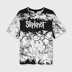 Женская футболка оверсайз Надпись Слипкнот Рок Группа ЧБ Slipknot
