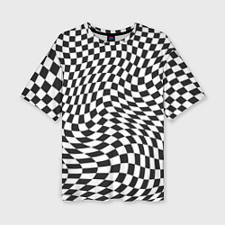 Женская футболка оверсайз Черно-белая клетка Black and white squares