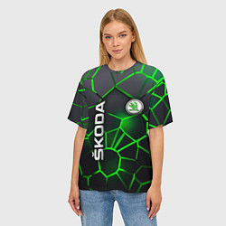 Футболка оверсайз женская 3D плиты с подсветкой Шкода, цвет: 3D-принт — фото 2