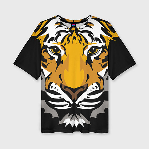 Женская футболка оверсайз Суровый взгляд тигра / 3D-принт – фото 1